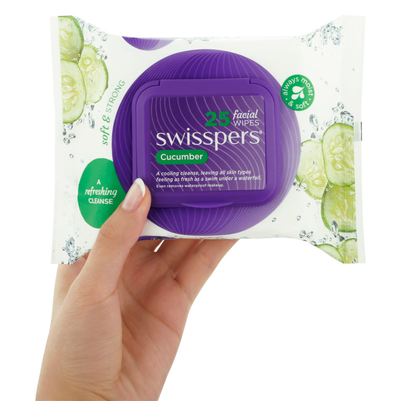 Swisspers Cucumber Cleansing Facial Wipes - 25 Pack