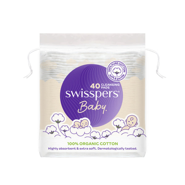 Swisspers Baby Organic Cotton Cleansing Pads - 40 Pack