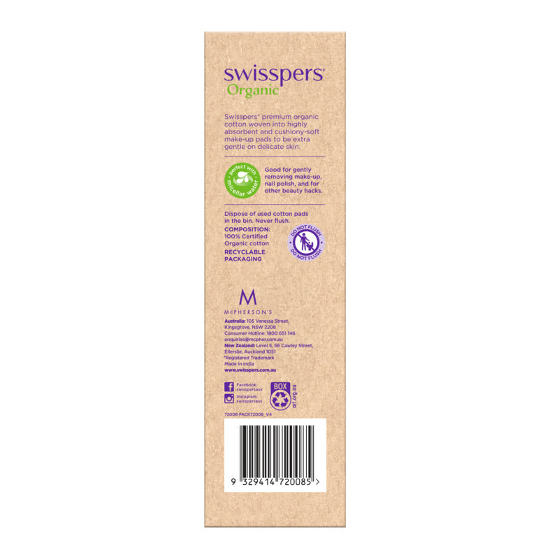 Swisspers Organic Cotton Pads Eco Dispenser - 70 Pack