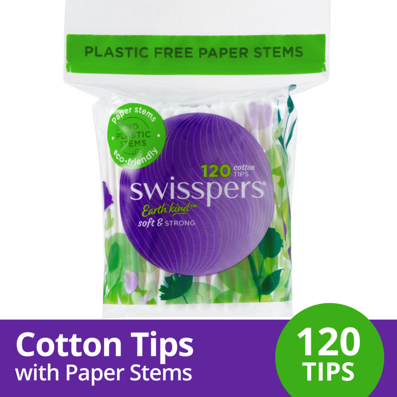 Swisspers Cotton Tips Paper Stems - 120 Pack