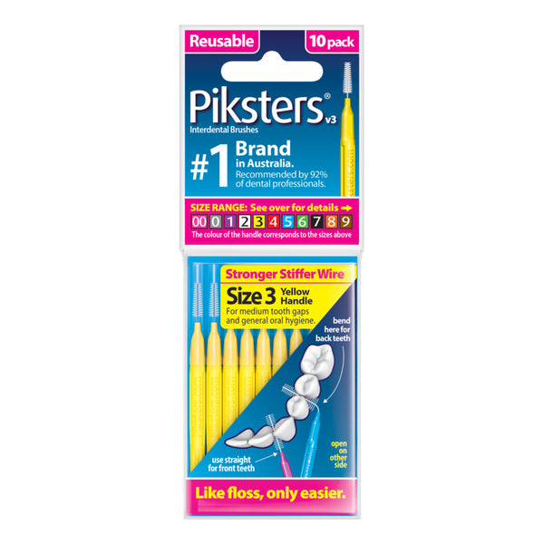 Piksters® Interdental Brushes Yellow Size 3 10 Pack