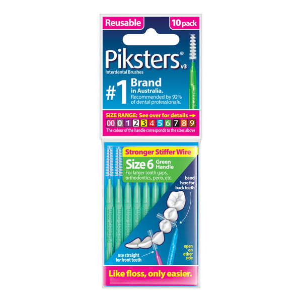 Piksters® Interdental Brushes Green Size 6 10 Pack