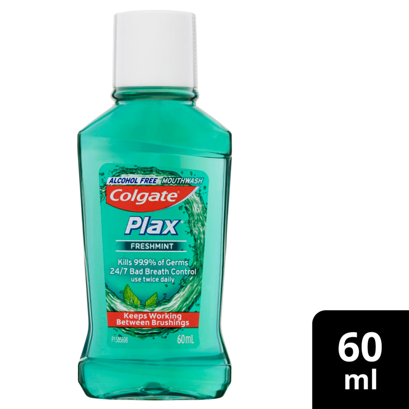 Colgate Plax Antibacterial Alcohol Free Travel Mouthwash Freshmint 60ml