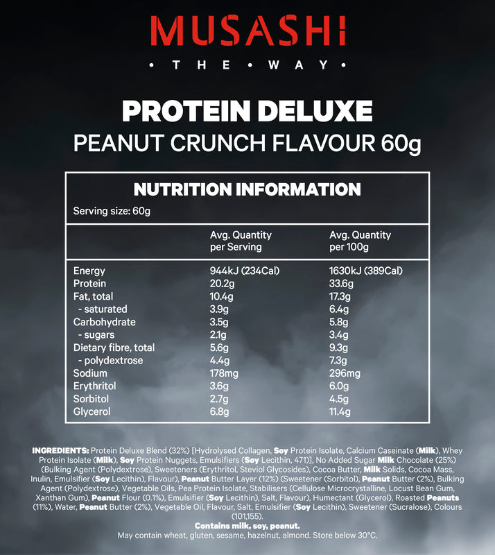 Musashi Deluxe Protein Bar Peanut Crunch 60g