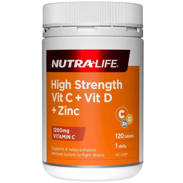 Nutra-Life High Strength Vit C 1200 + D + Zinc 120 Tabs