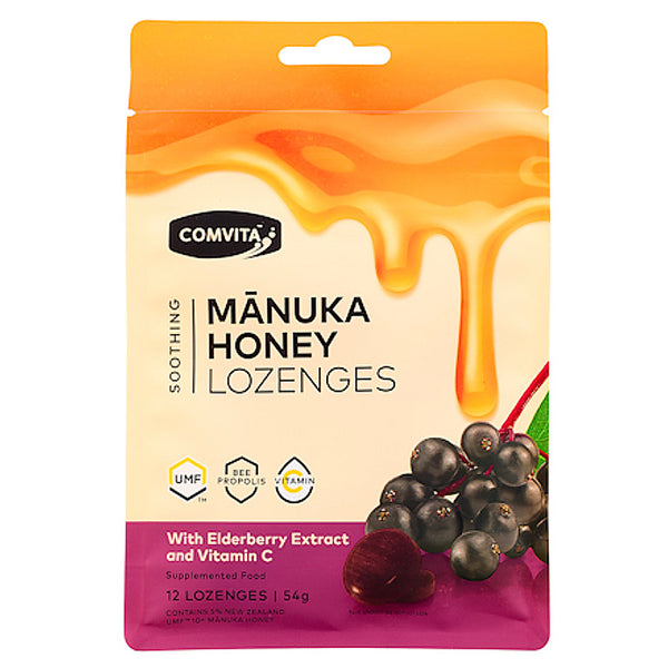 Comvita Elderberry Soothing Manuka Honey 12 Lozenges