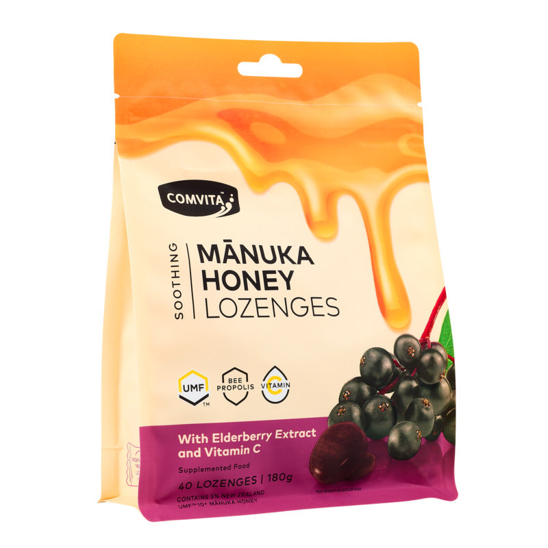 Comvita Elderberry Soothing Manuka Honey 40 Lozenges