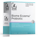 Biome Eczema Probiotic packaging with Activated Probiotics logo on a white background