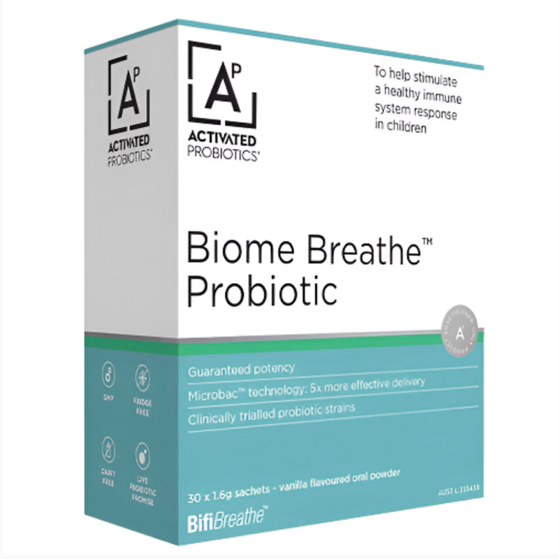 Box of Activated Probiotics Biome Breathe Probiotic on a white background