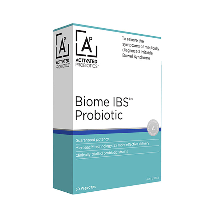 Biome IBS Probiotic packaging on a white background