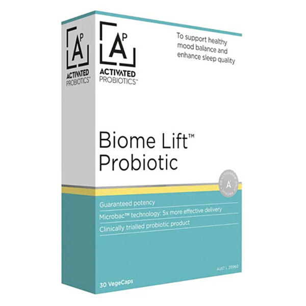 Box of Activated Probiotics Biome Lift Probiotic on a white background