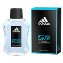 Adidas Ice Dive perfume bottle and packaging on a white background