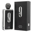 Afnan 9PM Eau de Parfum Spray 100ml with its black box on a white background