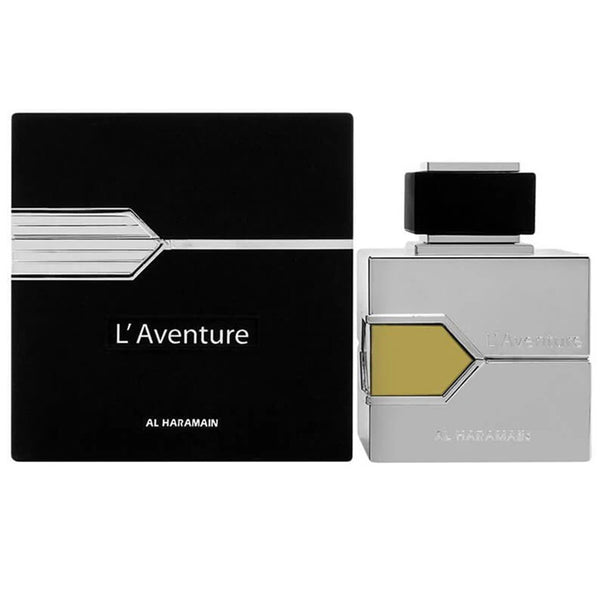 Al Haramain L'Aventure perfume bottle and packaging on a white background