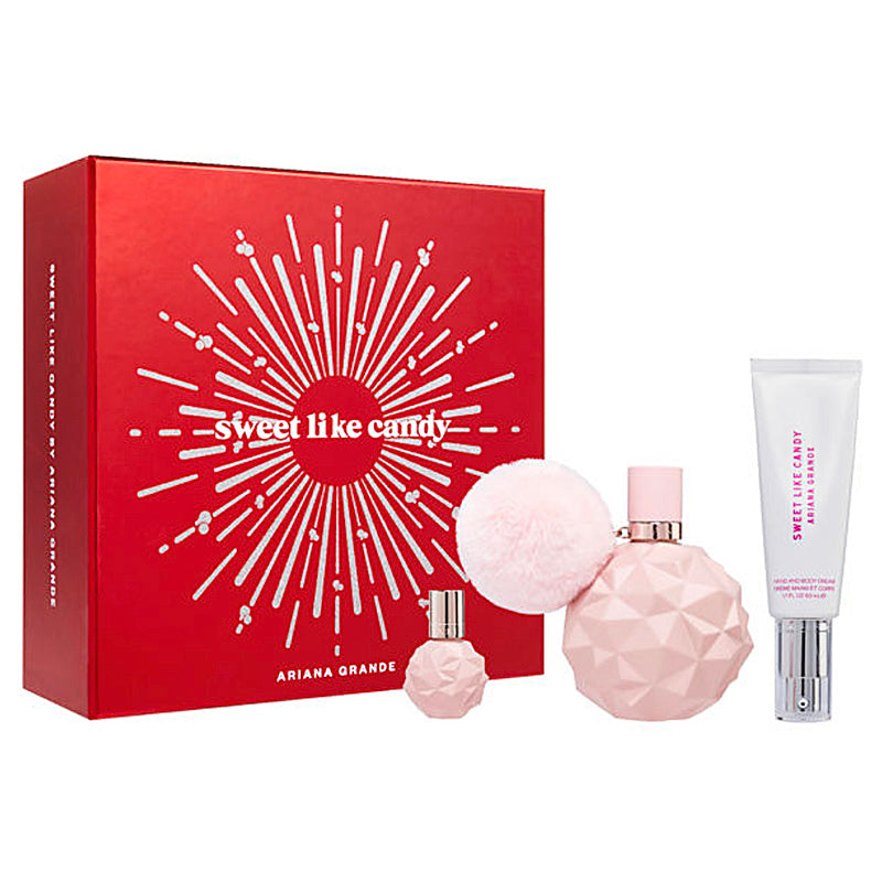 Ariana Grande Sweet Like Candy 3 Piece Gift Set - Eau de Parfum 100ml, Hand & Body Cream 50ml, & Eau de Parfum 7.5ml