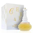 Perfume bottle and packaging with 'Queen Check Mat' branding on a white background