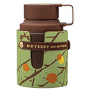 Odyssey Eau de Parfum bottle with green case and brown lid on a white background