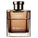Baldessarini Ambre cologne bottle with a dark brown amber liquid, a black cap, and gold lettering on a white background.