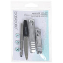 Basicare Stainless Steel Manicure 4 Piece Tool Kit (Clippers Tweezers and Nail File)