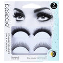 Basicare Day & Night Pack reusable eyelashes in retail packaging, showing four pairs of black false eyelashes with a model's eyes printed on the box.