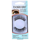 Basicare Couture Styling Eyelashes false eyelashes in their original retail packaging, featuring a pair of black synthetic eyelashes on a white circular tray inside a clear windowed card.
