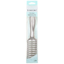 A silver metal vent brush from the brand basiccare, shown inside its light blue and white retail packaging on a plain white background.