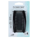 Basicare Hair Styling Side Combs 4 Pieces - Black on a white background