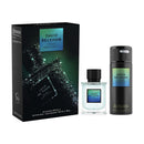 David Beckham True Instinct perfume set with packaging, bottle, and deodorant on a white background