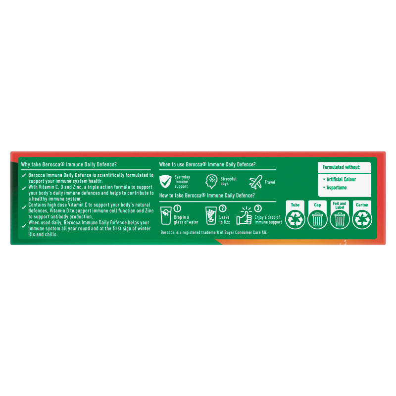 Berocca Immune Daily Defence Vitamin C, D and Zinc, Blackcurrant Flavoured Effervescent Tablets 30 Pack