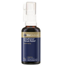 BioCeuticals ArmaForce Throat Relief Herbal Spray in a 50 mL amber glass bottle with a white spray cap and a navy blue label with gold accents.