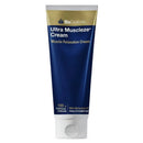 BioCeuticals Ultra Musclez Cream in a dark blue squeeze tube with a white cap, shown on a plain white background.