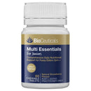 BioCeuticals Multi Essentials For Juniors chewable tablets in a white plastic bottle with a white cap, featuring a navy blue and gold label.