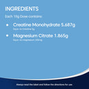 Ingredients list for a supplement on a blue background