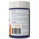 Back label of a supplement container with text and branding on a white background