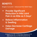 Advertisement for Bioglan Curcumin + Advanced Pain Relief with benefits listed on an orange and blue background.
