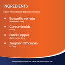 List of ingredients on a product label with an orange background