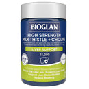 Bioglan supplement container with blue and green label on a white background