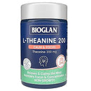 Bioglan L-Theanine 200 supplement container on a white background
