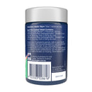 Back label of a supplement container with text and a barcode on a white background