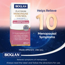 Bioglan Menopause Control supplement box with text on a gradient background