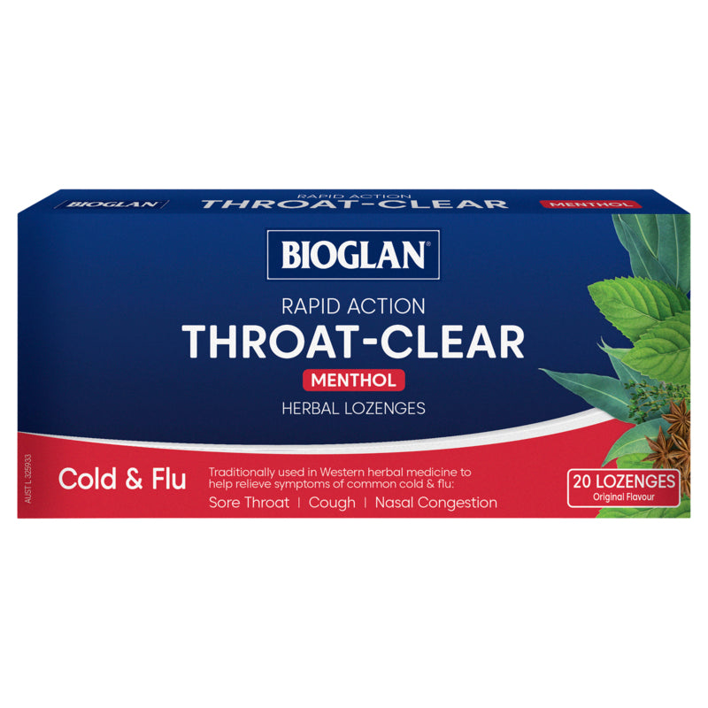 Bioglan Rapid-Action Throat Clear Menthol Lozenges 20 Pack