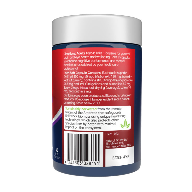 Bioglan Red Krill Oil Active Brain & Eyes - 60 Capsules