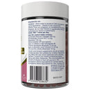 Supplement bottle label with text and a barcode on a white background