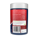 Supplement container with red label on a white background