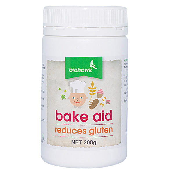 Bottle of Biohawk bake aid on a white background