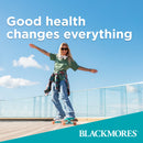 Person skateboarding with 'Good health changes everything' text and Blackmore's logo.