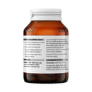 Brown supplement bottle with white label on a white background