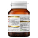 Brown supplement bottle with white label on a white background