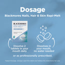 Blackmores Nails, Hair & Skin Rapi-Melt packaging with usage instructions on a blue background