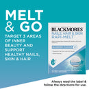 Blackmore's Nails, Hair & Skin Rapi-Melt packaging with text on a blue background